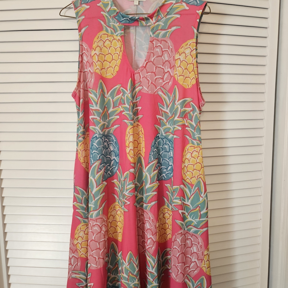 Simply Southern Pink Pineapple Print Midi Dress